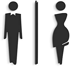 3DP Signs - 15 cm Geprägt Toilette Design türschild SA110 wc schilder selbstklebend - Moderne Damen wc Aufkleber Bad Schild für türen - Mann und Frau Toilettenschild (Prime Schwarz)