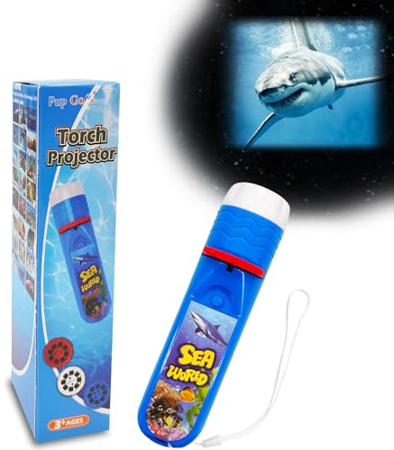 Pup Go Kinder Projektor Taschenlampe Meer Welt und Ozean mit 3 Disks 24 Bilder, Geschichte Diashow Beamer Spielzeug für Kinder ab 3 Jahren, Wissenschaft Meerestiere Geschenk für Jungs und Mädchen