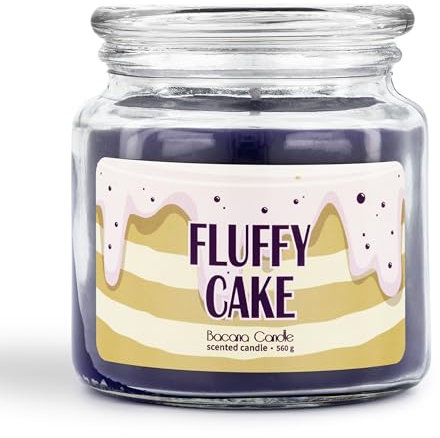 Bacana Candle - Bougie Parfumée en Pot de Verre - Bougie Parfumée en Pot de Verre avec Couvercle - Bougie Cadeau Originale - 560 Grammes - Durée de Combustion ± 100 - Fluffy Cake