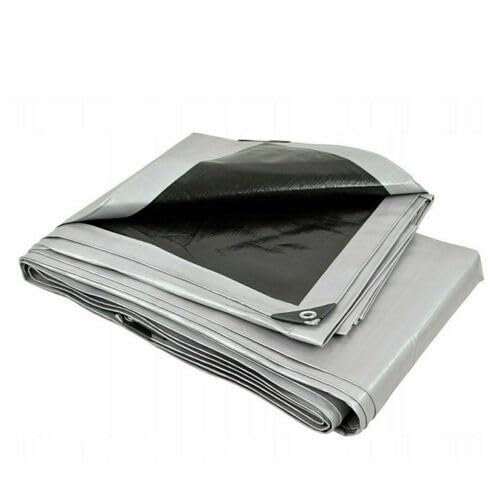Tarpaulin Waterproof Heavy Duty - Premium Quality- Silver/Black Tarp Sheet Made of 260gr/sm Reinforced Mesh, Outdoor Garden (4m x 6m / 13ft x 20ft)