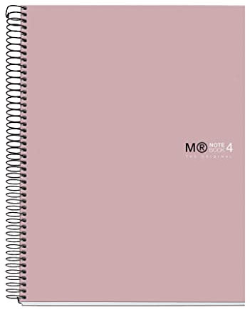 Miquelrius - Quaderno A4, Notebook The Original Colors, 120 Fogli di 90 g/m² e 4 Strisce di Colore per Organizzare, Taccuino a Griglia 5 mm, 4 Fori, Copertina Rigida in Cartone Plastificato, Sabbia