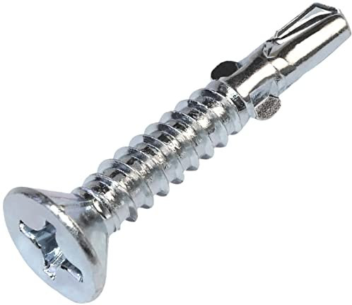 AERZETIX - C57398 - Lot de 50 Vis autoperceuse tête fraisée crantée à ailettes Ø5.5x38 mm - pour bois sur métal - empreinte de la tête PH 3 - DIN 7504P - en acier - couleur argent
