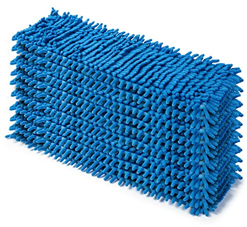 10x Chenille Wischbezüge Wischmopp Aufnehmer, Haushalt Wischbeleg, für alle gängigen Klapphalter 50 cm OR Blau