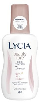 Lycia - Beauty Care Deodorante Vapo, Senza Alcool, Efficacia 48 ore, Con Acido Ialuronico e Prebiotico, per Pelle Delicata e Post Depilazione, 75ml