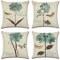 OCEUMACO Leinen Kissenbezug 50x50 Vintage Blumen Kissenhülle 4er Set Quadratisch Sofakissen Dekokissen Bezug für Couch Muster Kissen Kissenbezüge Outdoor Deko Couchkissen Zierkissen - Grün
