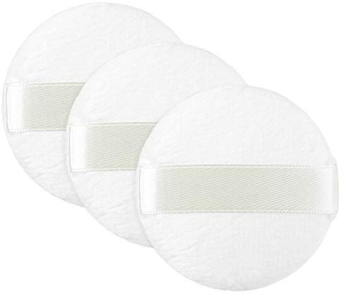 Puderquaste, weißer, runder Plüsch-Puderquaste, waschbar, wiederverwendbar, weich, Make-up, Velours-Puderquaste, für Gesicht, lose oder gepresste Puder und Körperpuder, 3 Stück