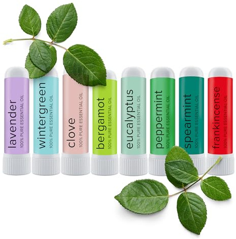 MOXĒ Pure Essential Oil Nasal Inhaler Stick Bundle, 8 Scents, Sinus Relief