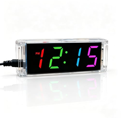 ISolderStore Soldering Practice Kits 4 Digital DIY Clock Kits Color Electronic Clock Kit Solder Practice Kit for Student Child
