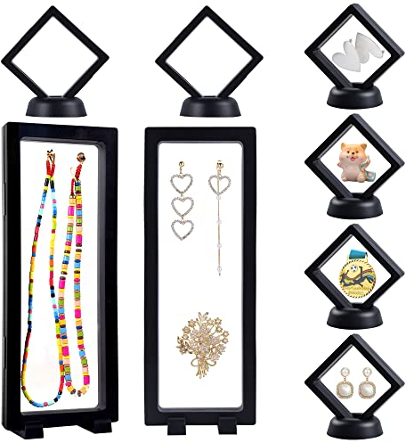 Dalababa 8 Pcs Schwebender Display-Halter Schwebender Displayrahmen Schwimmende Vitrine mit Basis Schwimmenden Schmuck Box für Münze, Briefmarken, Medaillon, Schmuck