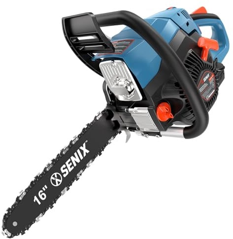SENIX 16 Gas Chainsaw 46cc 4-Stroke Gas Powered Chainsaws, Cordless Chain Saw with Loop Handle for Wood Cutting and Tree Trimming, Low Emissions & Easy Maintenance, CS4QL-L3