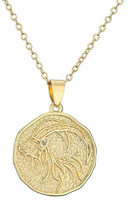 PAMTIER Damen Pendentif 12 Horoscope Constellation Collier en Acier Inoxydable Chaîne de Maillons Etoilée Bijoux Widder