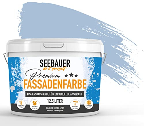 SEEBAUER diy® | Premium-Fassadenfarbe für Außen | Universelle Fassadenfarbe Blau | Gute Deckkraft und Farbintensität | Verschiedene Trendfarben (300 ml, No. 845 Pale Heaven)