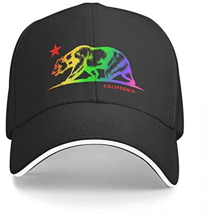 Baseballkappe California Republic Bear NCR Cali Gay Pride Rainbow Gradient Flag Cap Baseballkappe Kappe männlich Männer Hut Damen
