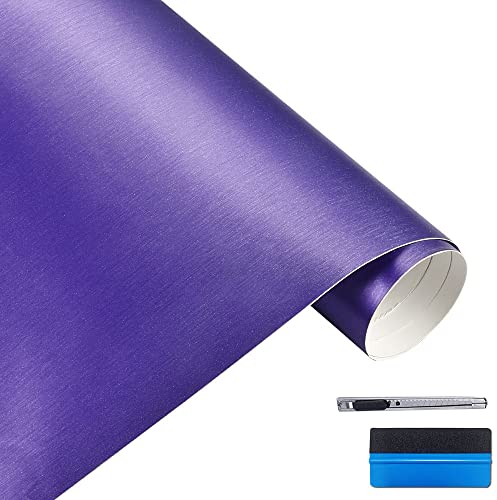 NewL 30 cm x 150 cm Lila gebürsteter Edelstahl Metallic Vinyl Folie Folie Matt Gebürstetes Chrom Auto Wrapping Folie Aufkleber Folie Folie Folie Aufkleber Bogen für Motor Laptop Möbel