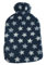 B4E Navy Blue and White Stars 2L Hot Water Bottle with Soft Fleece Cover | Leakproof and Pain Relief Secure Hot Water Bottle