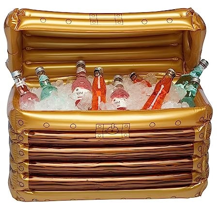 Boland 74223 - Cofre del tesoro hinchable, enfriador de bebidas, decoración, decoración de fiesta para piscina, fiesta de verano y fiesta temática