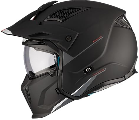 DOBLE XX Motorradhelm Streetfighter SV, Größe L (59/60), mattschwarz, verstellbarer Gurt, für Unisex-Erwachsene