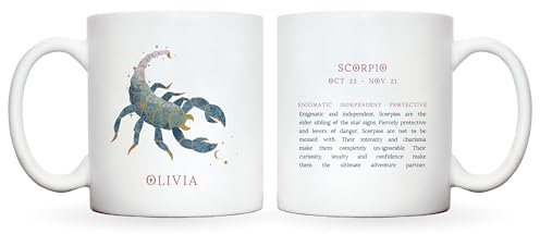 Personalised zodiac mug | zodiac gifts for women | zodiac coffee mug | zodiac signs mugs | 12 star sigs available with characteristics of star sign and illustrations (Scorpio)