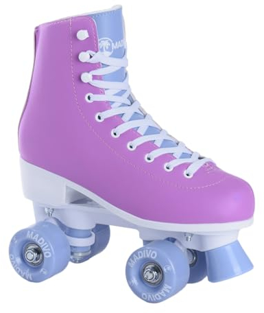 MADIVO Pastel Damen Klassische Retro Rollschuhe | ABEC-7 Kugellager | Mädchen Roller Skates Inliner Inlineskates | Violett/Pink | Gr. 35, 36, 37, 38, 39, 40, 44