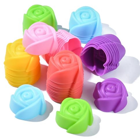 UR URLIFEHALL Lot de 50 moules à cupcakes réutilisables en silicone pour pudding, muffins, savon, bougies, loisirs créatifs