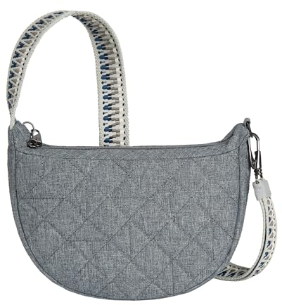 Travelon Uni Anti-diebstahl Boho Crescent Crossbody Umhängetasche, grau