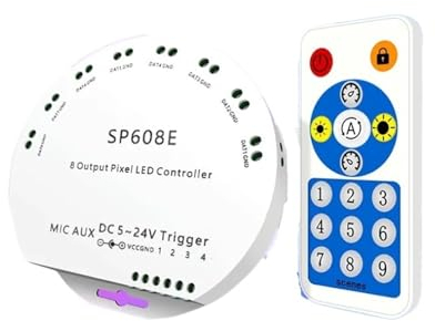 SP608E DC5V-24V WS2812B Musik Controller WS2811 WS2815 8CH Signal LED Licht Streifen Eingebautes Mikrofon Bluetooth Kompatibel