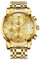 OLEVS Goldene Herrenuhr Metallarmband Luxus Edelstahl Uhren Männer mit Datum Mode Analog Chronograph Herren Uhr Wasserdicht Arabische Ziffern Groß Herren Armbanduhr Goldfarben Geschenke für Männer
