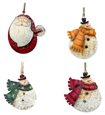 Beatifufu 4 Stück hängende Verzierung Weihnachtsdekoration aus Zinn rustikale Weihnachtsdekorationen Weihnachts Party Weihnachten Party Ornament Christbaumschmuck Weihnachtsanhänger Jahrgang