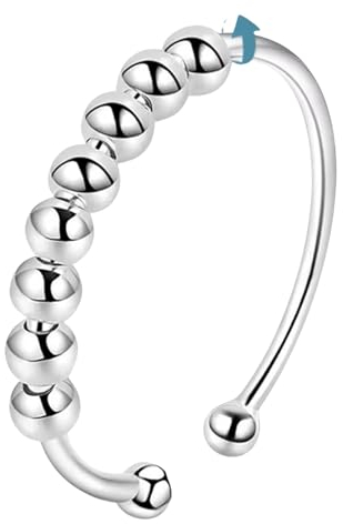 F.MERZCA® Premium Fidget - Anxiety Ring reduziert Stress & Angst mit dem Anti Ring, Stressring, Silber 925 Damen, Angstring Damen Geschenk Verstellbar für wirksame Stressreduzierung & Entspannung