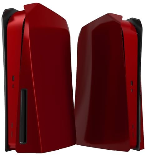 eXtremeRate eXcover Replacement Top Bottom Cover Compatible with ps5 Console Disc Edition, Scarlet Red Faceplate Backplate Shell Skin - Without Console