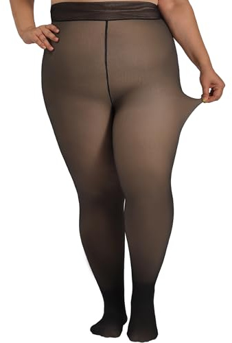 DORALLURE Übergroße Thermo Strumpfhose Damen, Gefüttert Fleece Winter Warme Thermostrumpfhosen, Gefälschte Durchscheinend Strumpfhose