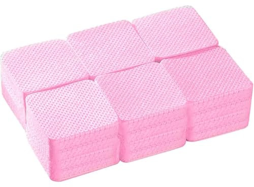 300 Pcs Lint Free Wipes - Nail Art Remover Wipes, Nail Polish Wipe Pads, Absorbent Nail Art Acrylic Gel Cleaning Pads for Nail, Eyelash, Lip, Screen (Pink)