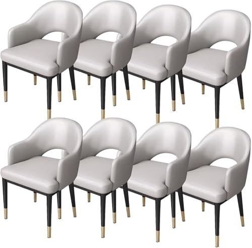 Juego 8 Sillas Cuero Artificial For Cocina, Sala De Estar, Sillas De Escritorio For El Hogar, Sillas Comedor, Sillas Comedor Modernas(Light Gray)
