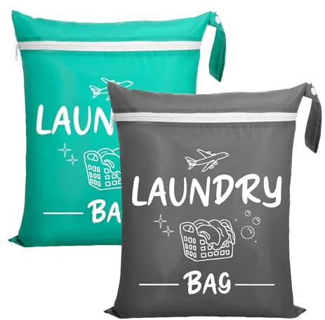 saerryor Travel Laundry Bag,19x15 Portable Large Laundry Bags with Zipper,Dirty Clothes Bags Perfect for Home,Travel,Holiday,Camping,Caravan,Dormitory