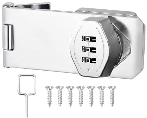 Litensh Cerradura de cerradura de contraseña para gabinete, cerradura de combinación giratoria, antirrobo, cerradura de puerta sin llave, para puerta de granero, jardín, cajón, armario, plateado, 10