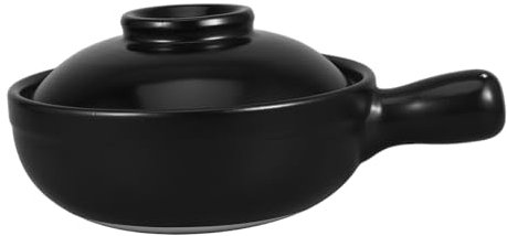 OFFSCH Olla de Barro China de 900 Ml Olla de Cerámica con Tapa para Estofado de Arroz Y Gachas para Uso Doméstico en Restaurantes
