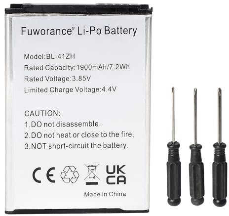 Fuworance 1900mAh 3.85V BL-41ZH Battery Compatible with LG C40 Power/D213N/D290N/Destiny/H320MB/H326TV/H340N/L Fino/L21G Sunset/L33L/Leon 3G 4G/LS665/Optimus C40/Risio/Tribute Duo/Y50/L50 Phone+Tools
