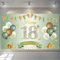 18. Geburtstag Banner Mädchen Junge Deko 18 Hintergrund Banner 18 Jahre geburtstagsbanner für 18 Party Deko Grün Gold Polyester 180 x 110 cm mit Seil