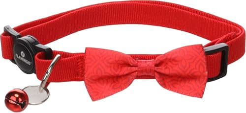 Flamingo Katze Halsband mit Schleife Castor Rot 20-35cm 10mm
