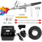 Queltrix Airbrush Kit with Compressor: Precise Digital 15-25PSI Adjustment, Dual-Action Air Brush with 0.2/0.3/0.5mm Nozzles, Applied for Cake Decorating Model Painting Cosmetic Nail Art