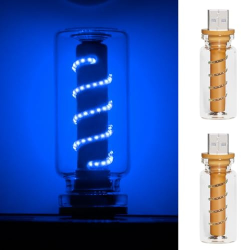 2 Stück Retro-Autolampen,Plug-in USB Led Innenbeleuchtung mit Touch und dimmbar,Auto USB Nachtlicht,Tragbare Mini LED Innenleuchten für Auto,Schlafzimmer,Wohnzimmer,Flur (Blau)