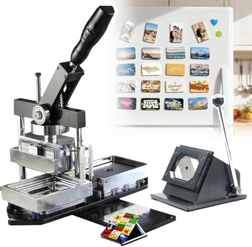 GZGHRZQS Magnet Maker Machine,DIY Square Photo Fridge Maker Machine Kit,mit 100 Magnet-Zubehörsets,für individuelle Kühlschrankmagnete und Bildabzeichen,Button-Maker