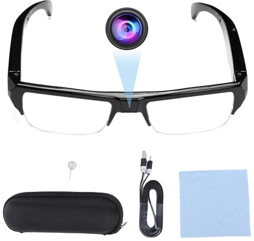 Plyisty Sportkamera-Brille, 1080P HD-Recording, intelligente Stabilisierung, Weitwinkelobjektiv, tragbare Brille für Outdoor-Aktivitäten wie Radfahren, Reisen, Autofahren