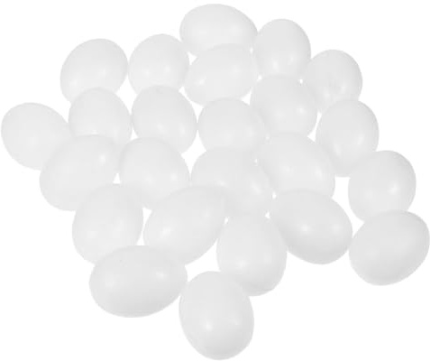 SEWACC 30pcs Solid White Plastic Pigeon Eggs Set for Bird Fake Plastic Bird Eggs Simulation for Garden and Farm Use