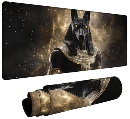 Mauspad Anubis Mauspad XXL 60x140x0.3 cm, Schreibtischunterlage Ägypten Wasserfest Gaming Mauspad Genauigkeit Geschwindigkeit Verbessern für Gaming Zubehör Laptop Büro Geschenke für Männer FSBD-8627