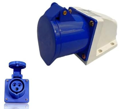 Presa Elettrica Industriale Parete Inclinata 32A 2P+T 220-250V IP44 Connettore CEE Professionale - Blu