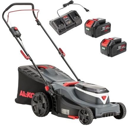 AL-KO Akku-Rasenmäher 43.6 Li Comfort, 43 cm Schnittbreite, zentrale Schnitthöhenverstellung, für Rasenflächen bis 650 m², inkl. 2x 18/36 V (5 Ah/2,5 Ah) und Doppelladegerät
