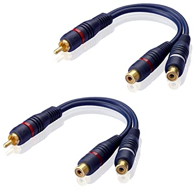 SIENOC 2 Stück 15cm Cinch RCA Kabel Cinch Y Splitter Adapter Kabel AV Audio Kabel RCA Stecker auf Dual Buchse Audio-Kabel