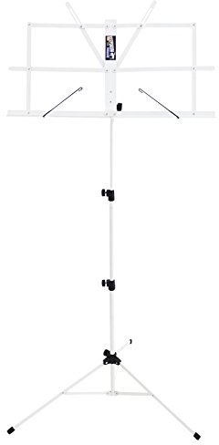 keepdrum MUS2 WH Notenstaender Weiss Notenpult einfacher Aufbau + Tasche