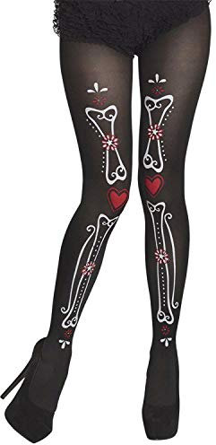 Boland - Strumpfhose, Damen, dehnbare Hose, Day of the Dead, Nylon, Karneval, Themenparty, Mottoparty